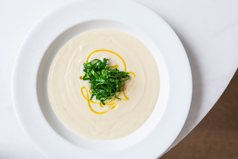 Parsnip Soup with Collard Greens